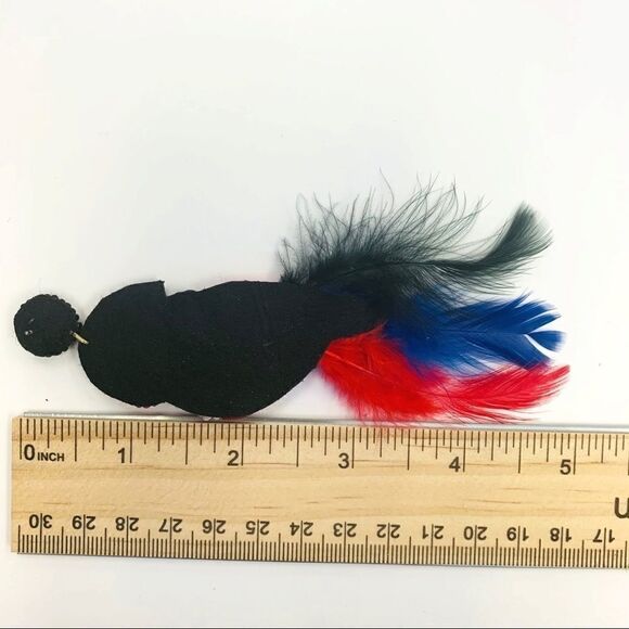 Bohemian Parrot Beaded Feather Drop Earrings - Picture 7 of 8